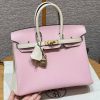 Hermes Birkin 25 Bag 3q Rose Sakura i2 Nata Handmade In Chèvre Leather Gold Hardware