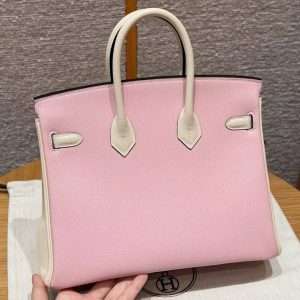 Alternative view of Hermes Birkin 25 Bag 3q Rose Sakura i2 Nata Handmade In Chèvre Leather Gold Hardware