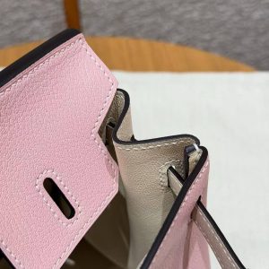 Hermes Birkin 25 Bag 3q Rose Sakura i2 Nata Handmade In Chèvre Leather Gold Hardware - Image 8