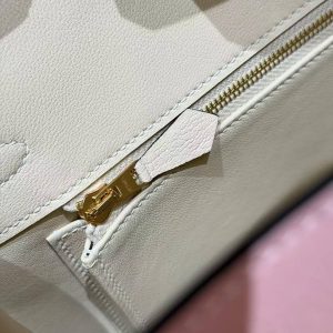 Hermes Birkin 25 Bag 3q Rose Sakura i2 Nata Handmade In Chèvre Leather Gold Hardware - Image 7