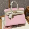 Hermes Birkin 25 Bag 3q Rose Sakura i2 Nata Handmade In Togo Calfskin Leather Gold Hardware 01