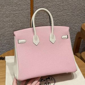 Alternative view of Hermes Birkin 25 Bag 3q Rose Sakura i2 Nata Handmade In Togo Calfskin Leather Gold Hardware