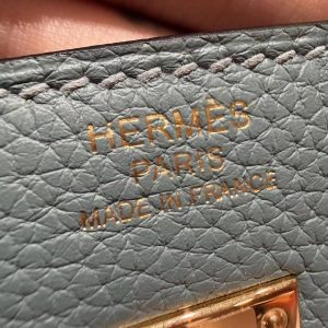 Hermes Birkin 25 Bag 7G Ciel Handmade In Togo Calfskin Leather Gold Hardware - Image 14