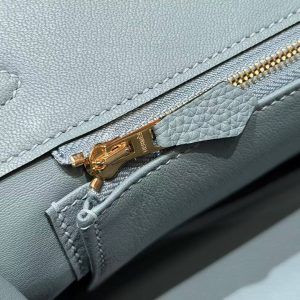 Hermes Birkin 25 Bag 7G Ciel Handmade In Togo Calfskin Leather Gold Hardware - Image 7