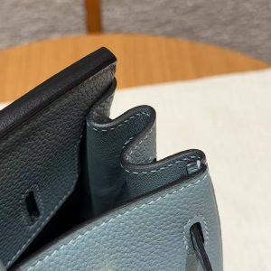Hermes Birkin 25 Bag 7G Ciel Handmade In Togo Calfskin Leather Gold Hardware - Image 6