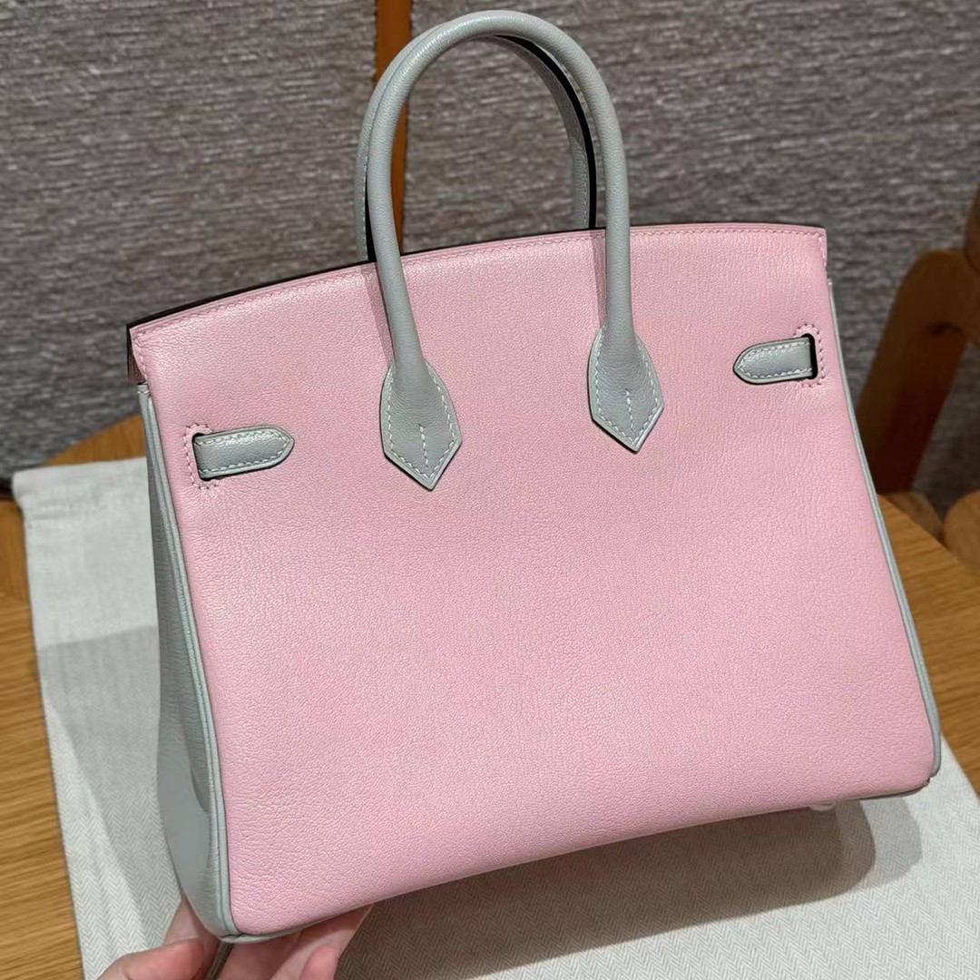 Hermès Birkin 25 Bag Handmade In Chèvre Leather Rose Gold Hardware 3Q Rose Sakura 80 Gris Perle - Image 2