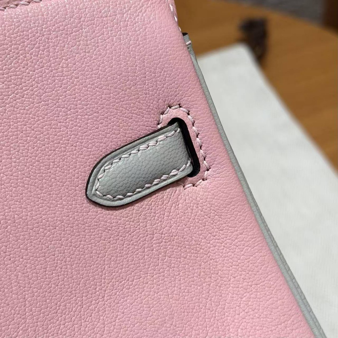 Hermès Birkin 25 Bag Handmade In Chèvre Leather Rose Gold Hardware 3Q Rose Sakura 80 Gris Perle - Image 6