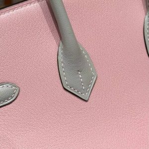 Hermès Birkin 25 Bag Handmade In Chèvre Leather Rose Gold Hardware 3Q Rose Sakura 80 Gris Perle - Image 5