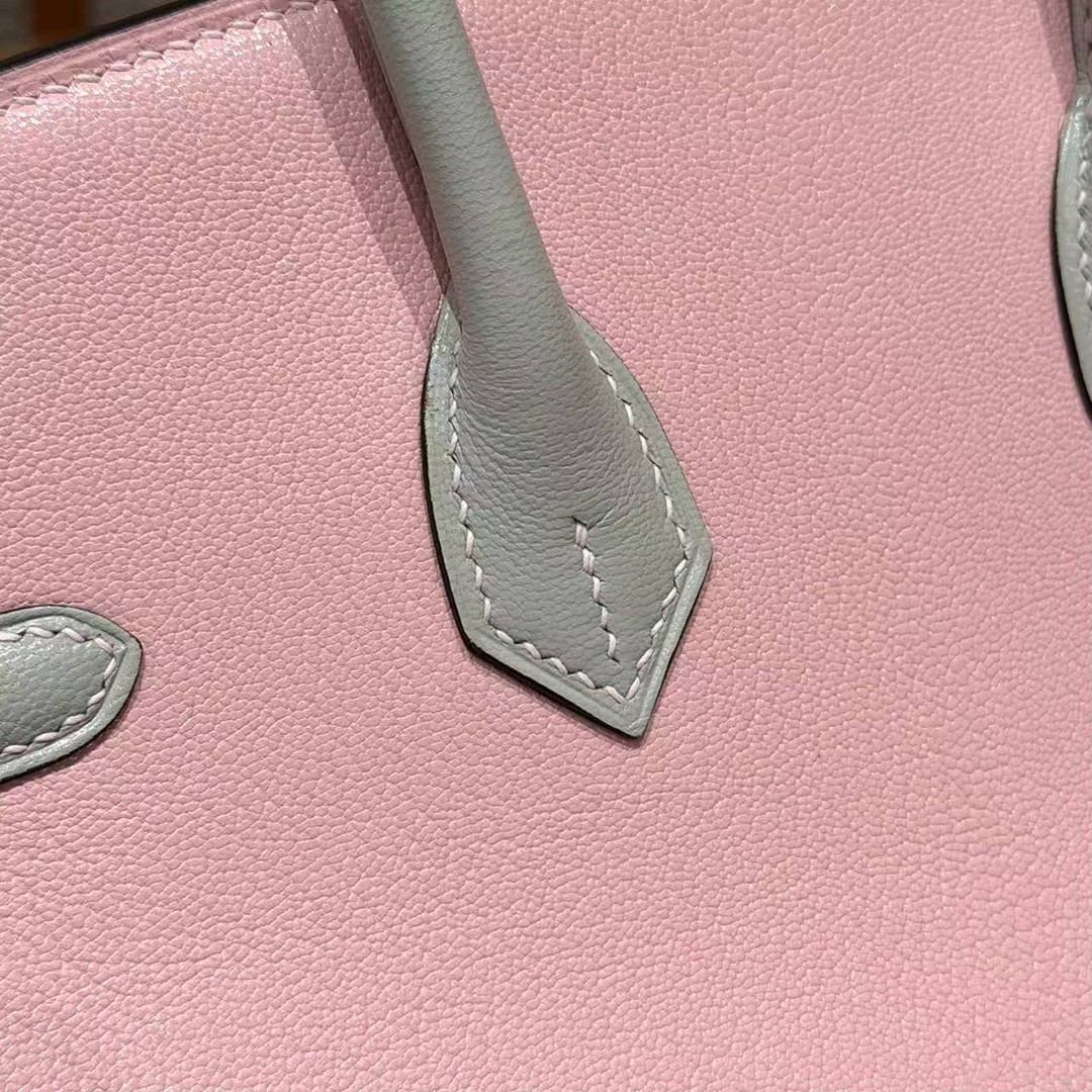 Hermès Birkin 25 Bag Handmade In Chèvre Leather Rose Gold Hardware 3Q Rose Sakura 80 Gris Perle - Image 5