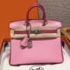 Hermes Birkin 25 Bag Handmade In Chèvre Leather Silver Hardware 5P Pink E5 Rose Tyrien