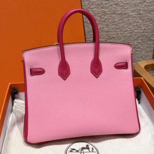 Alternative view of Hermes Birkin 25 Bag Handmade In Chèvre Leather Silver Hardware 5P Pink E5 Rose Tyrien