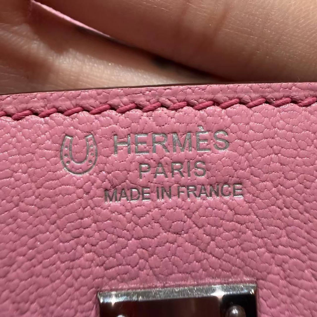Hermes Birkin 25 Bag Handmade In Chèvre Leather Silver Hardware 5P Pink E5 Rose Tyrien - Image 18