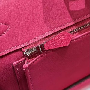 Hermes Birkin 25 Bag Handmade In Chèvre Leather Silver Hardware 5P Pink E5 Rose Tyrien - Image 11