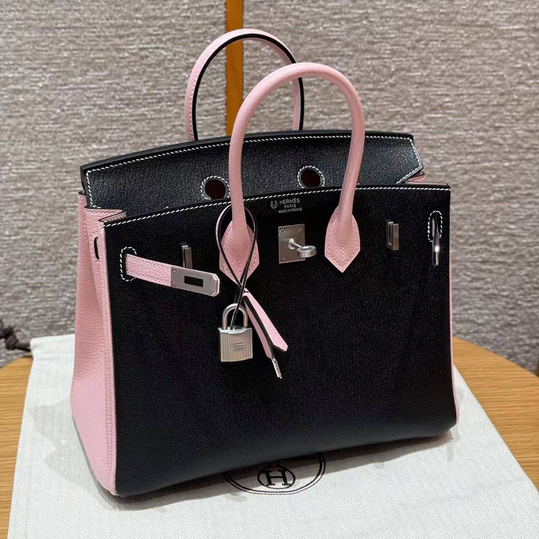 Hermes Birkin 25 Bag Handmade In Chèvre Leather Silver Hardware 89 Nior 3Q Rose Sakura - Image 2