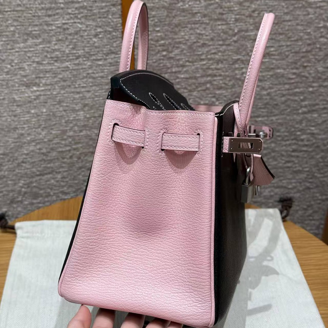 Hermes Birkin 25 Bag Handmade In Chèvre Leather Silver Hardware 89 Nior 3Q Rose Sakura - Image 20