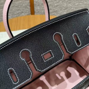 Hermes Birkin 25 Bag Handmade In Chèvre Leather Silver Hardware 89 Nior 3Q Rose Sakura - Image 18