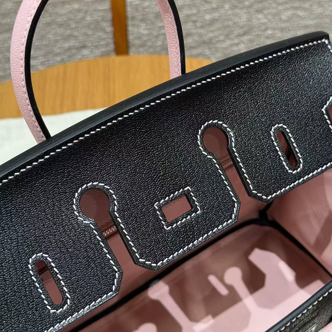 Hermes Birkin 25 Bag Handmade In Chèvre Leather Silver Hardware 89 Nior 3Q Rose Sakura - Image 18