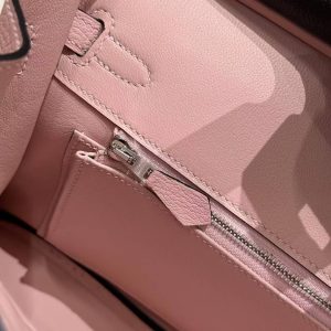 Hermes Birkin 25 Bag Handmade In Chèvre Leather Silver Hardware 89 Nior 3Q Rose Sakura - Image 17