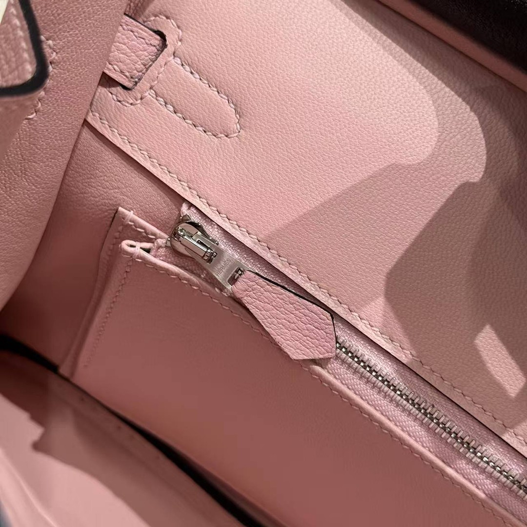 Hermes Birkin 25 Bag Handmade In Chèvre Leather Silver Hardware 89 Nior 3Q Rose Sakura - Image 17