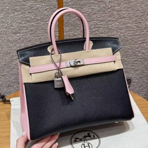 Hermes Birkin 25 Bag Handmade In Chèvre Leather Silver Hardware 89 Nior 3Q Rose Sakura