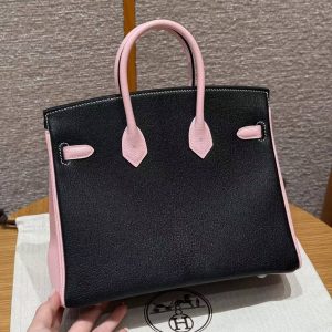 Hermes Birkin 25 Bag Handmade In Chèvre Leather Silver Hardware 89 Nior 3Q Rose Sakura - Image 10