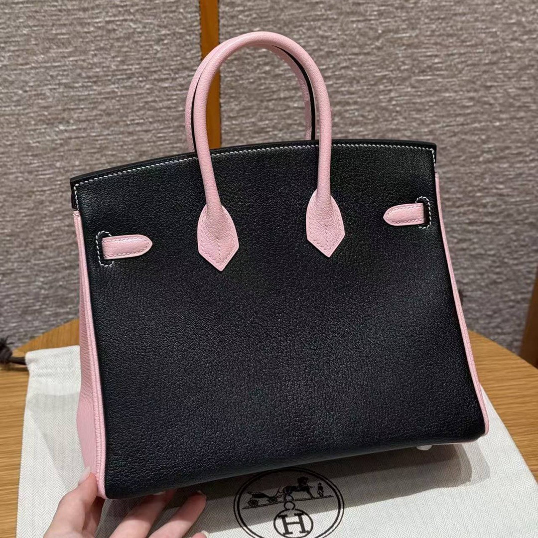 Hermes Birkin 25 Bag Handmade In Chèvre Leather Silver Hardware 89 Nior 3Q Rose Sakura - Image 10