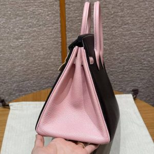 Hermes Birkin 25 Bag Handmade In Chèvre Leather Silver Hardware 89 Nior 3Q Rose Sakura - Image 8