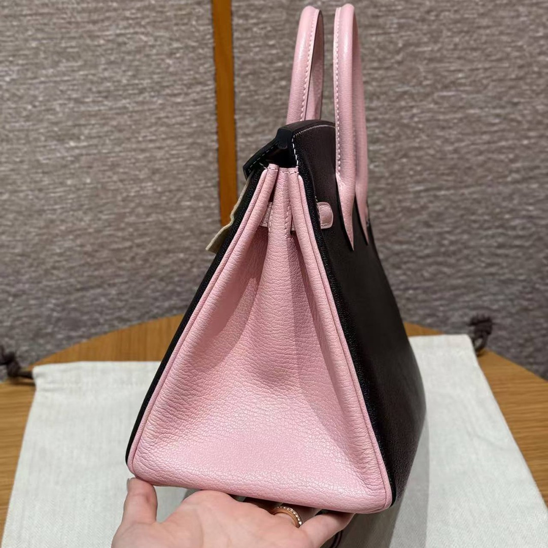 Hermes Birkin 25 Bag Handmade In Chèvre Leather Silver Hardware 89 Nior 3Q Rose Sakura - Image 8
