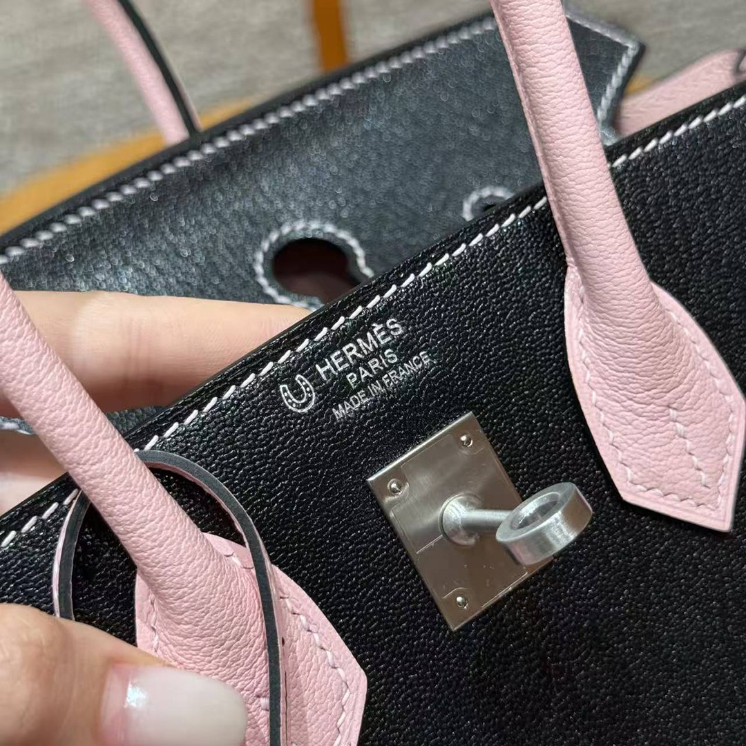 Hermes Birkin 25 Bag Handmade In Chèvre Leather Silver Hardware 89 Nior 3Q Rose Sakura - Image 5