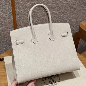 Alternative view of Hermes Birkin 25 Bag Handmade In Epsom Calfskin Leather Gold Hardware 10 Craie