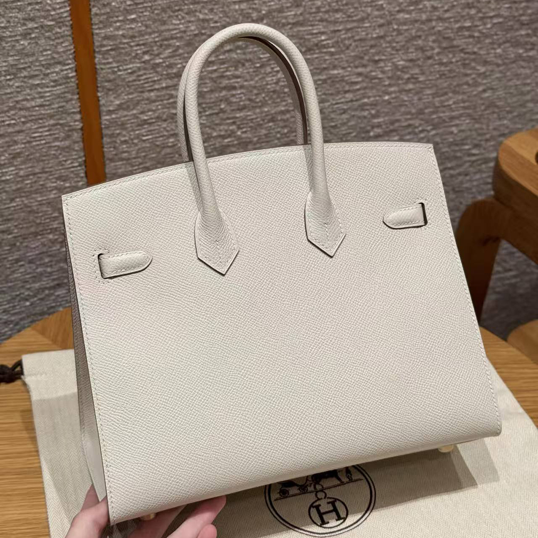 Hermes Birkin 25 Bag Handmade In Epsom Calfskin Leather Gold Hardware 10 Craie - Image 2