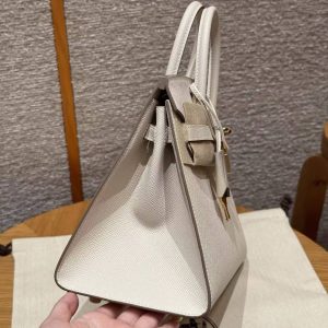 Hermes Birkin 25 Bag Handmade In Epsom Calfskin Leather Gold Hardware 10 Craie - Image 14