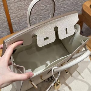 Hermes Birkin 25 Bag Handmade In Epsom Calfskin Leather Gold Hardware 10 Craie - Image 9