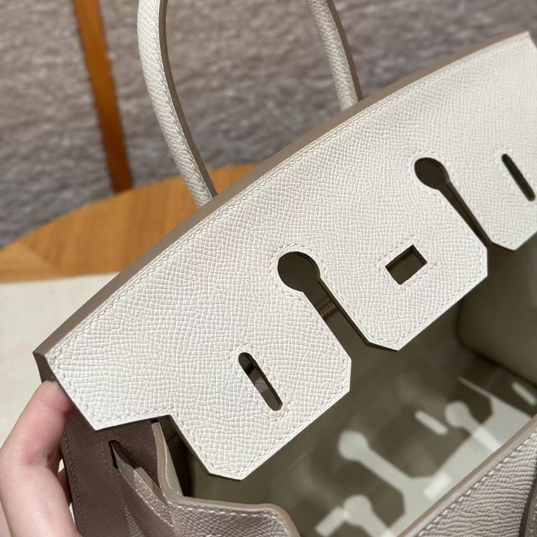 Hermes Birkin 25 Bag Handmade In Epsom Calfskin Leather Gold Hardware 10 Craie - Image 8