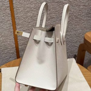 Hermes Birkin 25 Bag Handmade In Epsom Calfskin Leather Gold Hardware 10 Craie - Image 7