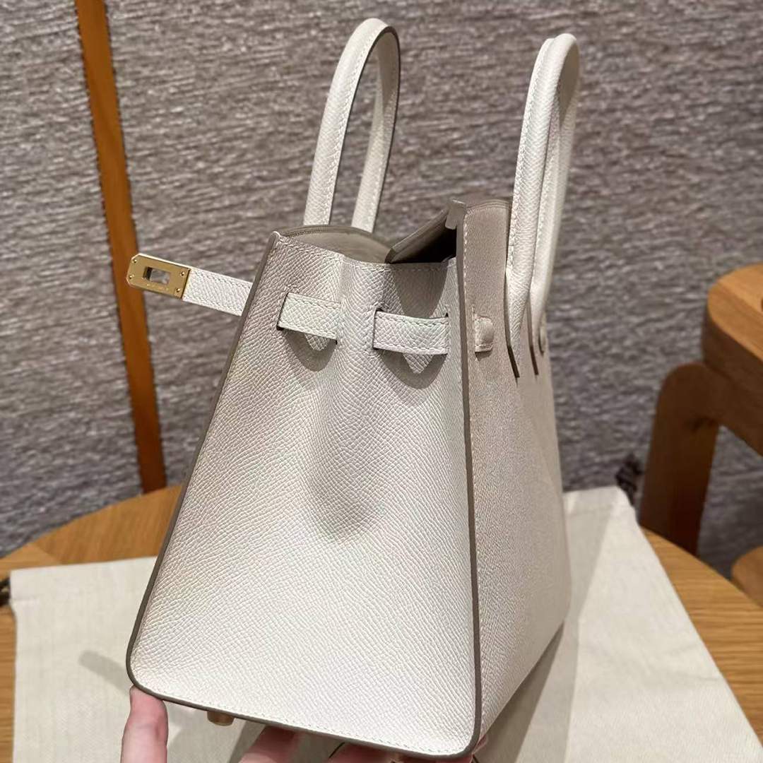 Hermes Birkin 25 Bag Handmade In Epsom Calfskin Leather Gold Hardware 10 Craie - Image 7