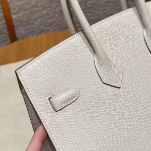 Hermes Birkin 25 Bag Handmade In Epsom Calfskin Leather Gold Hardware 10 Craie - Image 6