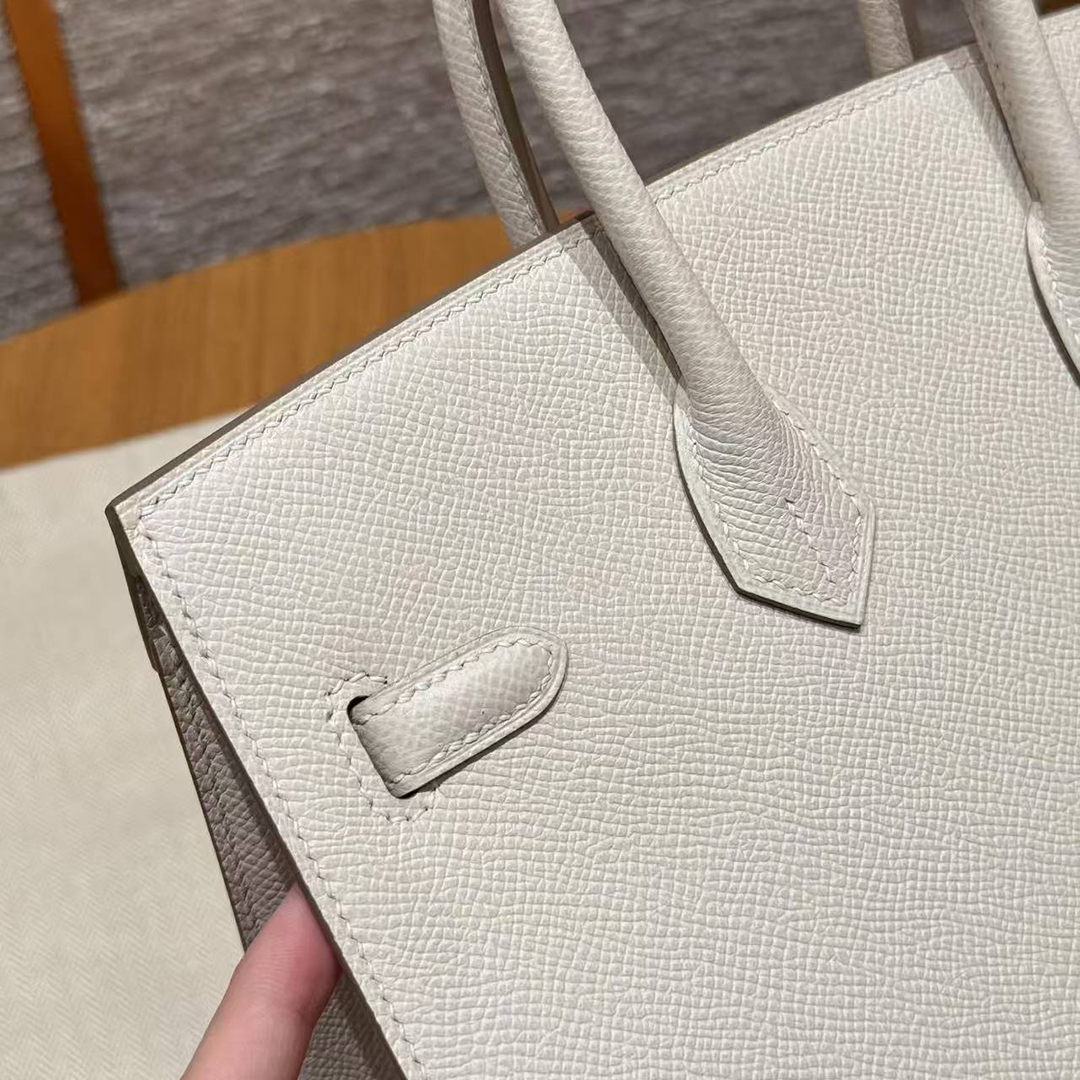 Hermes Birkin 25 Bag Handmade In Epsom Calfskin Leather Gold Hardware 10 Craie - Image 6