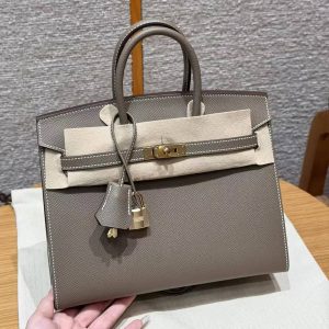 Hermès Birkin 25 Bag Handmade In Epsom Calfskin Leather Gold Hardware 18 Etoupe