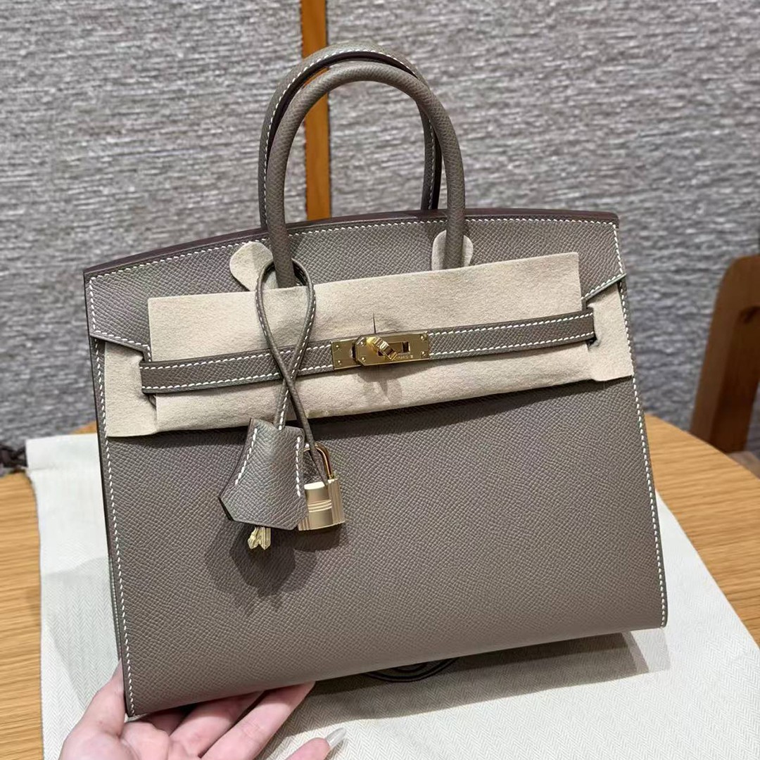 Hermès Birkin 25 Bag Handmade In Epsom Calfskin Leather Gold Hardware 18 Etoupe