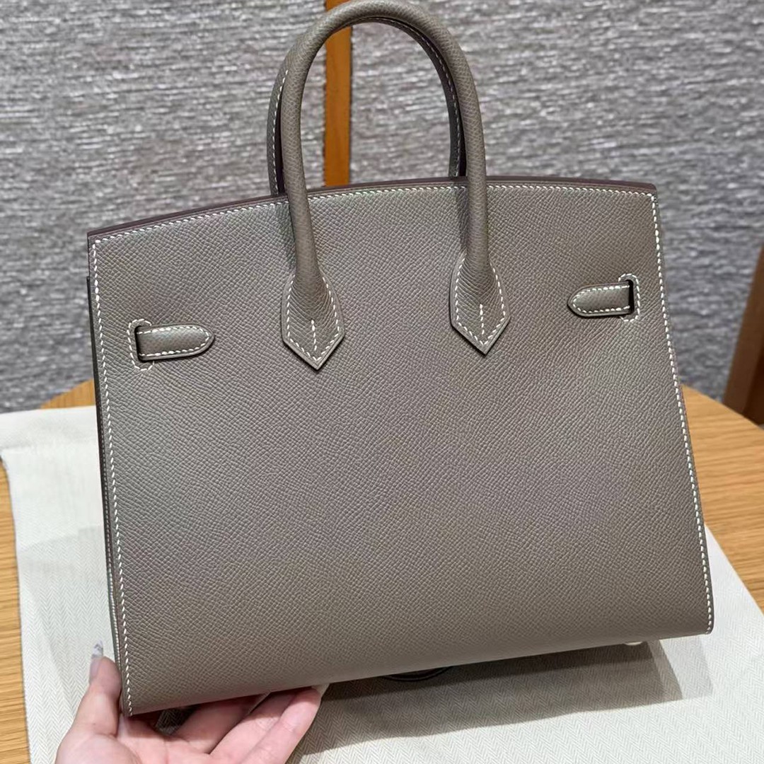 Hermès Birkin 25 Bag Handmade In Epsom Calfskin Leather Gold Hardware 18 Etoupe - Image 2