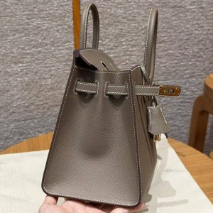 Hermès Birkin 25 Bag Handmade In Epsom Calfskin Leather Gold Hardware 18 Etoupe - Image 12