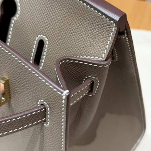 Hermès Birkin 25 Bag Handmade In Epsom Calfskin Leather Gold Hardware 18 Etoupe - Image 8