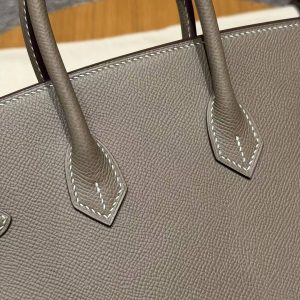 Hermès Birkin 25 Bag Handmade In Epsom Calfskin Leather Gold Hardware 18 Etoupe - Image 6