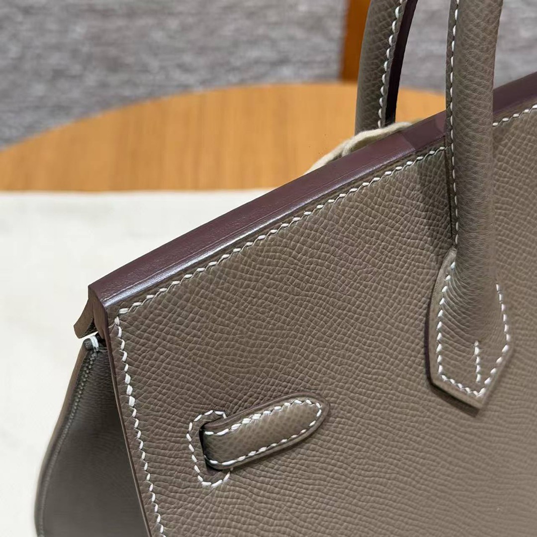 Hermès Birkin 25 Bag Handmade In Epsom Calfskin Leather Gold Hardware 18 Etoupe - Image 5