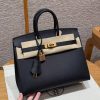 Hermes Birkin 25 Bag Handmade In Epsom Calfskin Leather Gold Hardware 89 Noir