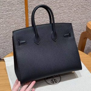 Alternative view of Hermes Birkin 25 Bag Handmade In Epsom Calfskin Leather Gold Hardware 89 Noir