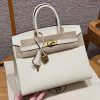 Hermès Birkin 25 Bag Handmade In Epsom Calfskin Leather Gold Hardware I2 Nata
