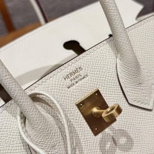 Hermès Birkin 25 Bag Handmade In Epsom Calfskin Leather Gold Hardware I2 Nata - Image 16