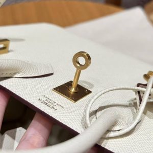 Hermès Birkin 25 Bag Handmade In Epsom Calfskin Leather Gold Hardware I2 Nata - Image 15